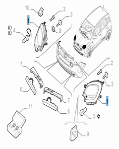Phare avant droit pour Fiat Panda