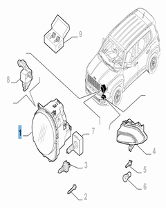 Phare avant supérieur gauche pour Jeep Renegade