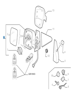 Rétroviseur gauche électrique à un seul miroir pour Fiat Professional Scudo