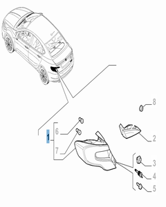 Feu arrière gauche fixe pour Fiat et Fiat Professional