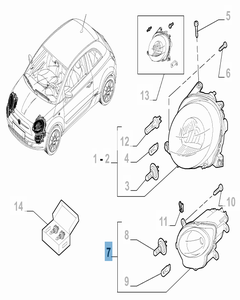 Phare avant supérieur droit pour Fiat 500