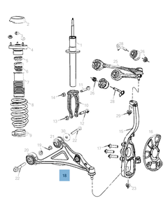 Bras oscillant gauche de suspension inférieure pour Lancia Thema