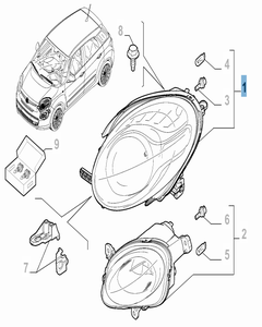 Phare avant supérieur droit pour Fiat 500L