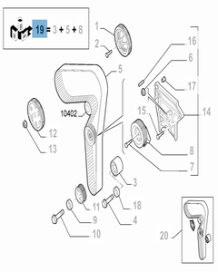Kit de distribution (courroie, tendeur de courroie fixe et réglable) - 3 pc