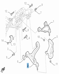 Bras oscillant gauche de suspension inférieure