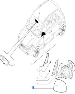 Rétroviseur gauche pour Fiat Sedici