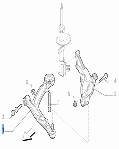 Bras oscillant droit de suspension avant