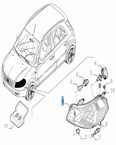 Projecteur avant gauche pour Fiat Sedici