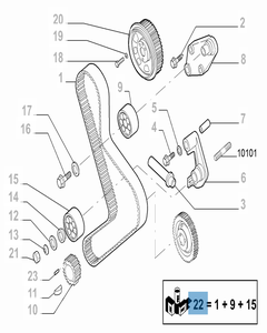 Kit de distribution (courroie, tendeur de courroie fixe et réglable) - 3 pc pour Fiat Professional Ducato