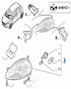 Projecteur avant gauche pour Fiat et Fiat Professional