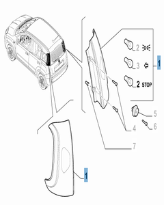 Feu arrière gauche fixe pour Fiat Panda