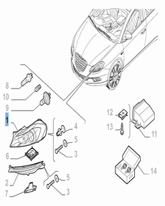 Projecteur avant droit pour Chrysler Delta