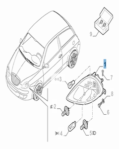 Projecteur avant droit pour Lancia Ypsilon