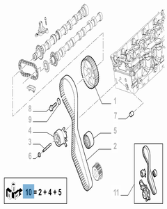 Kit de distribution (courroie, tendeur de courroie fixe et réglable) - 3 pc pour Fiat Professional Scudo