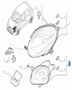Phare avant inférieur droit pour Fiat et Fiat Professional
