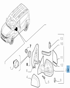Rétroviseur gauche électrique escamotable pour Fiat et Fiat Professional