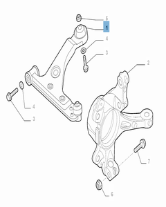 Bras oscillant droit de suspension avant pour Fiat et Fiat Professional