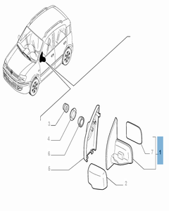 Rétroviseur gauche pour Fiat Panda