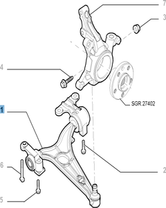 Bras oscillant droit pour Fiat Professional Scudo