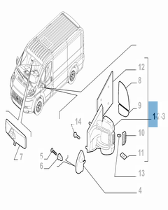 Rétroviseur droit pour Fiat Professional Ducato