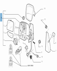 Rétroviseur droit électrique pour Fiat Professional Scudo