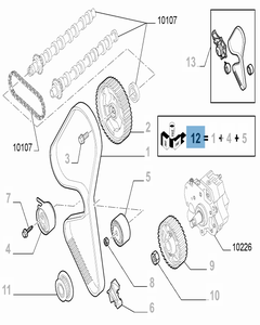 Kit de distribution (courroie, tendeur de courroie fixe et réglable) - 3 pc pour Fiat Professional Scudo