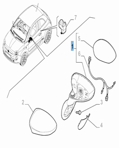 Rétroviseur droit pour Fiat 500