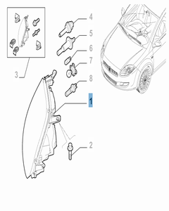 Projecteur avant droit pour Fiat Bravo