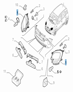 Phare avant gauche pour Fiat Panda