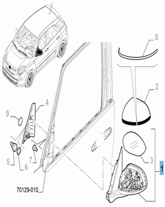 Rétroviseur droit pour Fiat 500L