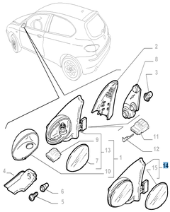 Rétroviseur droit pour Alfa Romeo 147