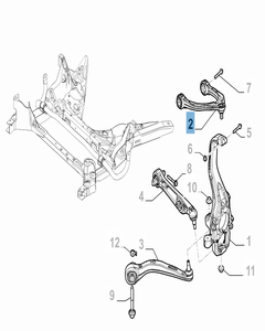 Bras oscillant gauche de suspension avant supérieure pour Alfa Romeo Giulia