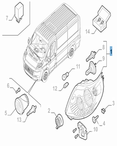 Projecteur avant droit pour Fiat Professional Ducato