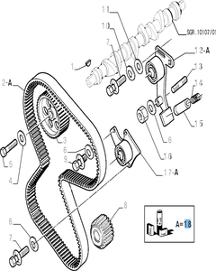 Kit de distribution (courroie, tendeur de courroie fixe et réglable) - 3 pc pour Fiat et Fiat Professional