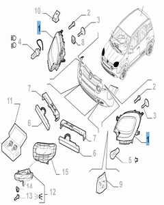 Phare avant gauche pour Fiat Panda