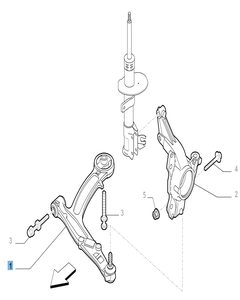 Bras oscillant droit de suspension avant pour Fiat et Fiat Professional