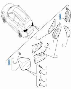 Feu arrière gauche fixe pour Fiat et Fiat Professional